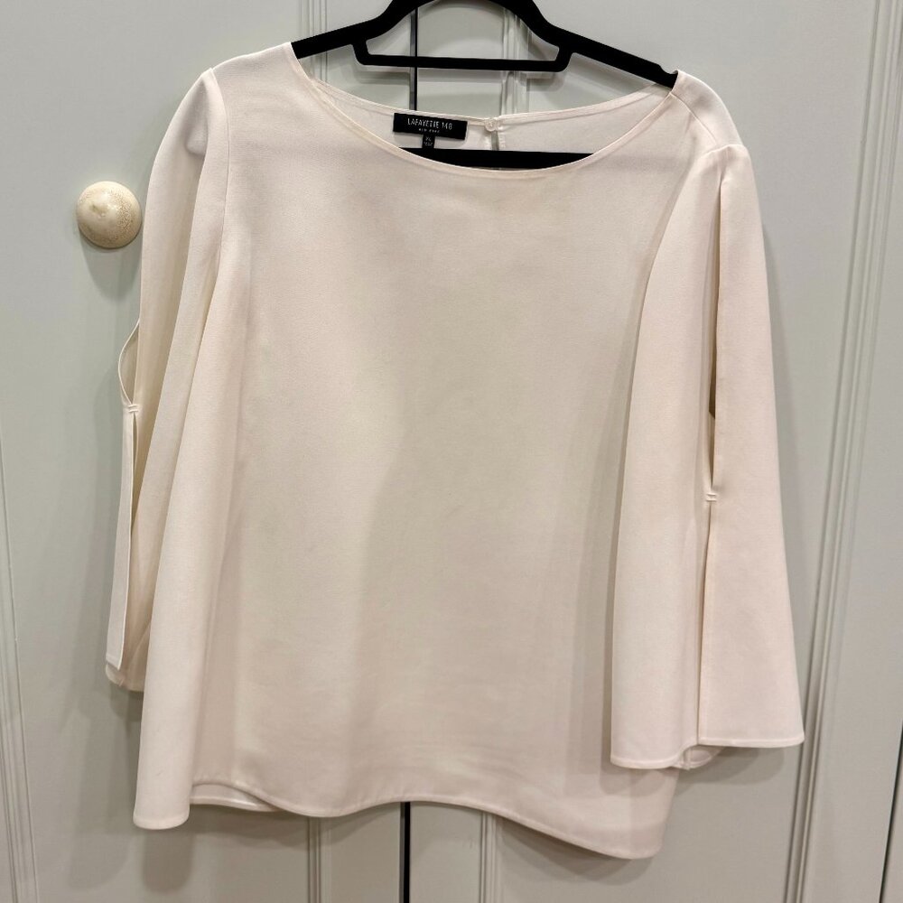 Lafayette 148 New York Cream Blouse Size Extra Large.